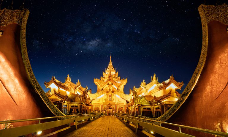 Karaweik palace at night, Yangon Myanmar