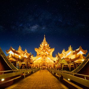 Karaweik palace at night, Yangon Myanmar