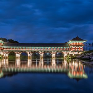 Woljeonggyo Bridge at night, Gyeongju City, a UNESCO World Heritage Site