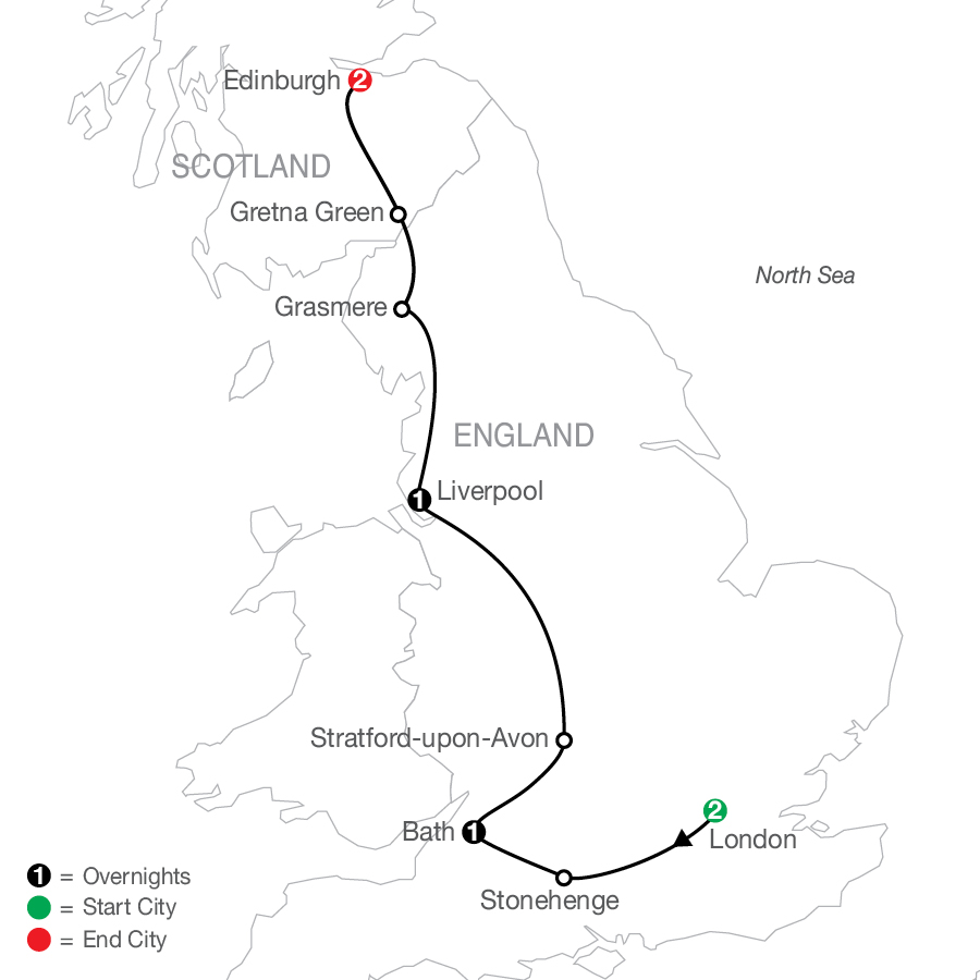 Map of British Escape Tour
