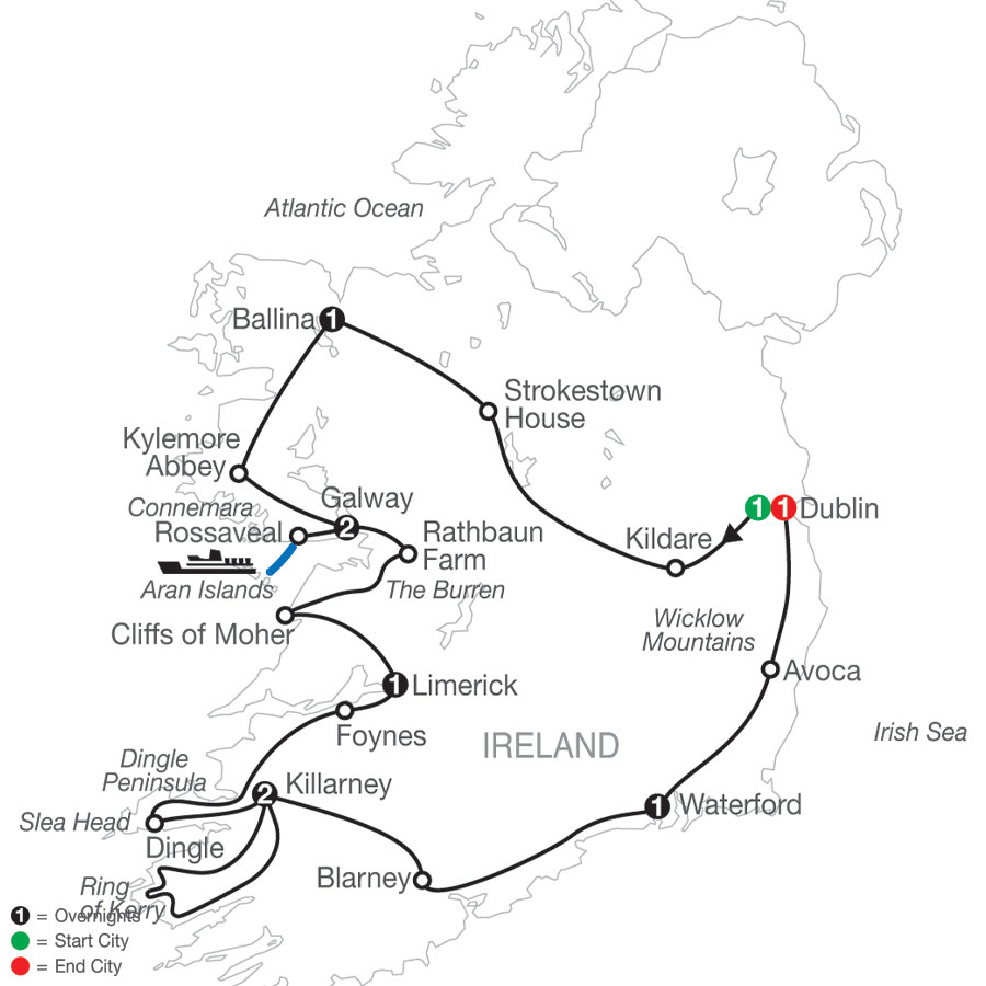 Map of Emerald Isle Tour