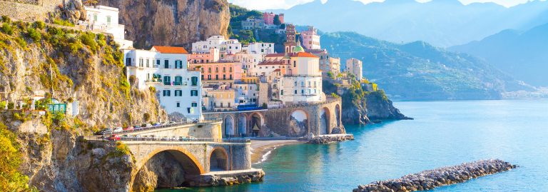 Morning view of Amalfi cityscape, Italy
