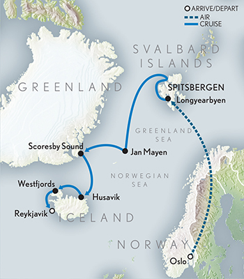 Map of Arctic Cruise Adventure luxury expedition