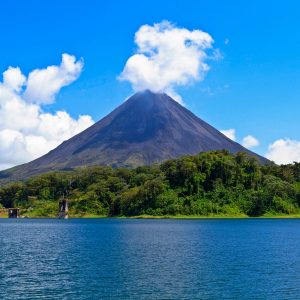 Arenal Volcano on shores of Lake Arenal, Costa Rica