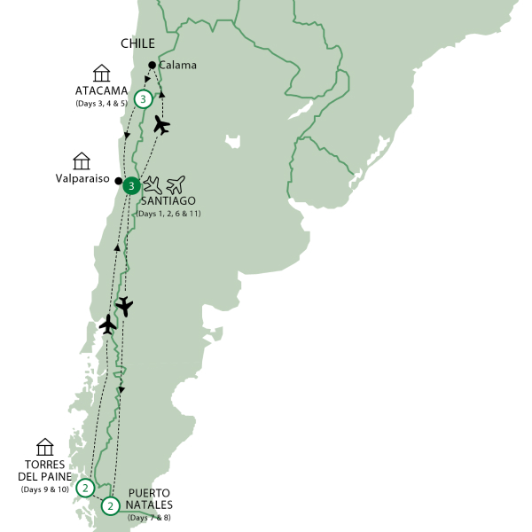 Map of Best of Chile Tour