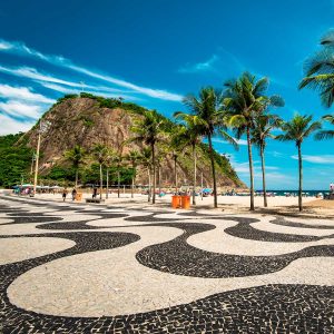 Sidewalk mosaics at Copacabana Beach, Rio de Janeiro, Brazil