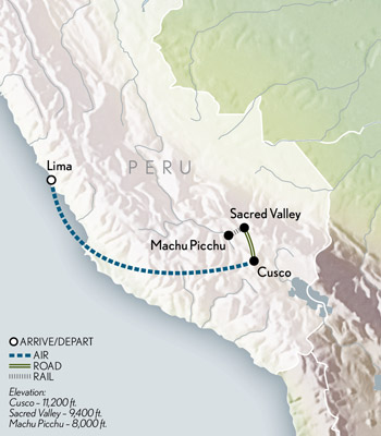 Map of Tailor Made Peru Tour