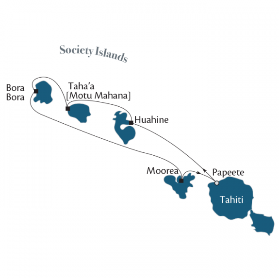 Map of Tahiti & Society Islands 7-night cruise