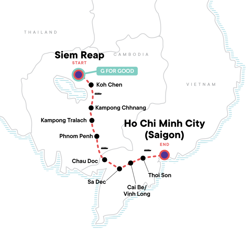 Map of Mekong River Experience Cruise