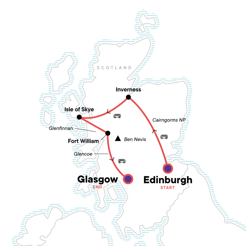Map of Highlights of Scotland Tour