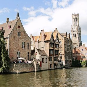 Belfry Tower and the canals of Bruges