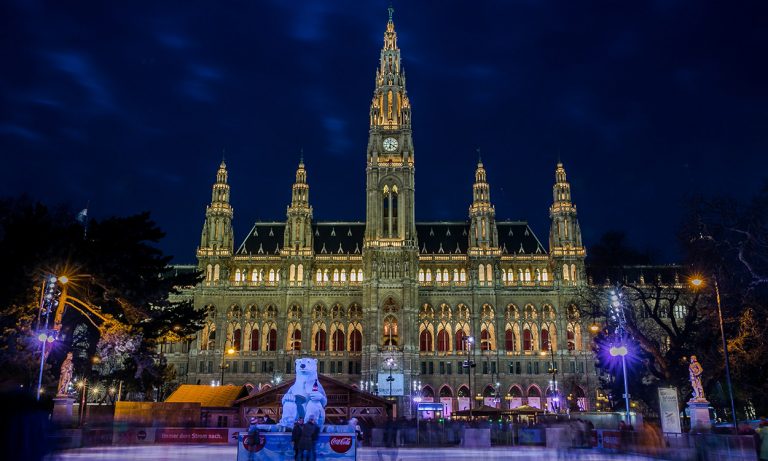 Ice rink in front of Vienna City Hall, Austria