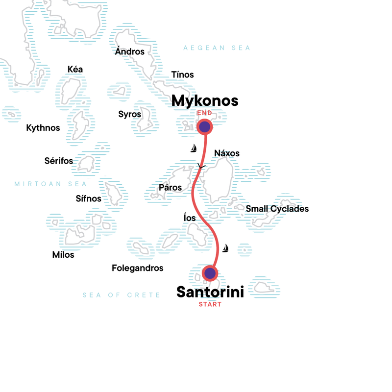 Map of Sailing Greece Tour