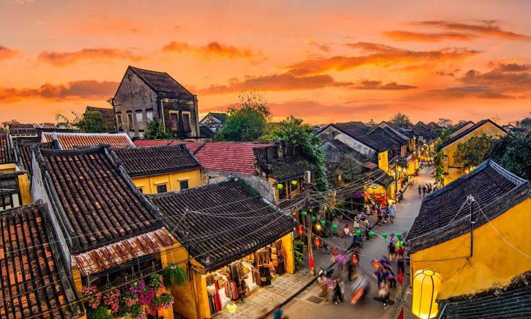 Ancient town of Hoi An at sunset